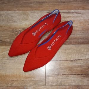 Rothy's The Point Bright Red Flats Size 9 NEW USA Made